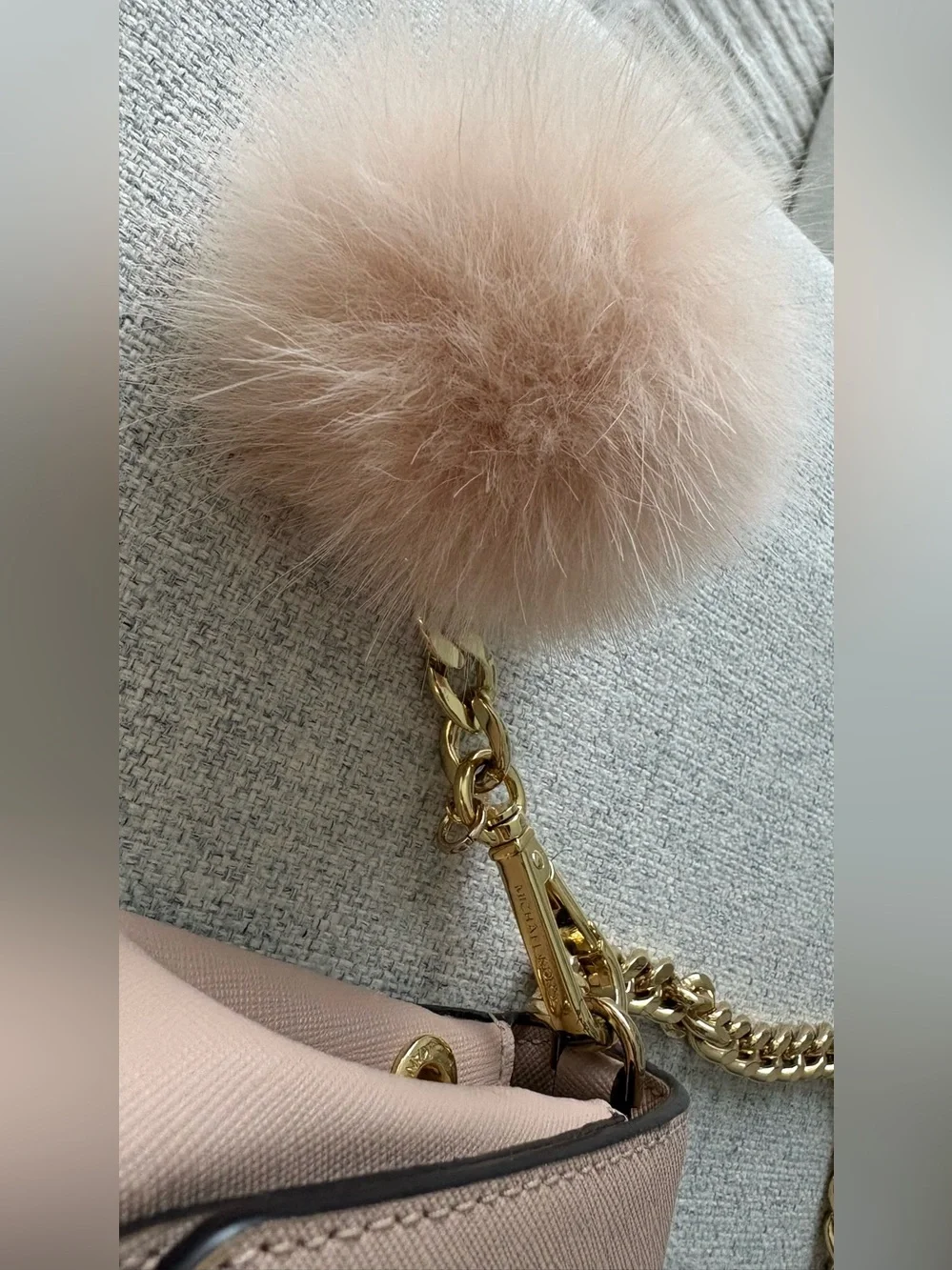 Michael Kors Nude / Blush Pink Leather Crossbody with Gold Chain